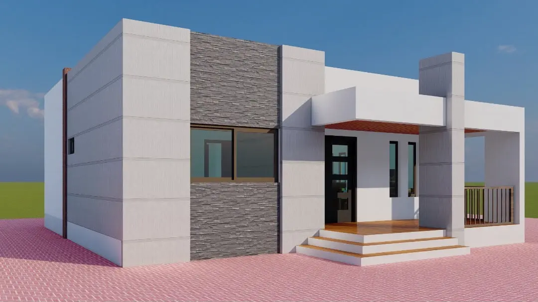 Maquette de maison de plain-pied moderne et compacte
