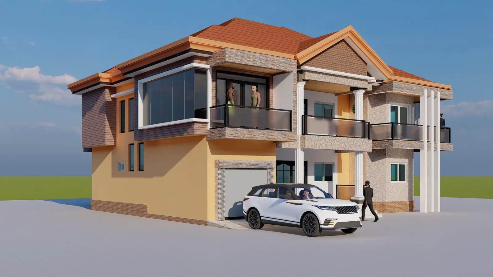 Maquette de villa familiale classique avec balcons
