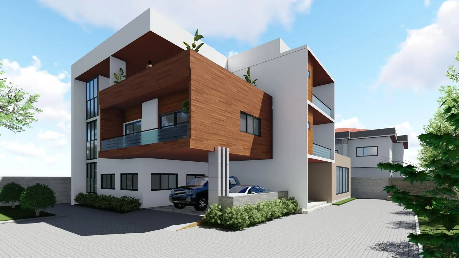 Maquette de villa contemporaine avec parements bois